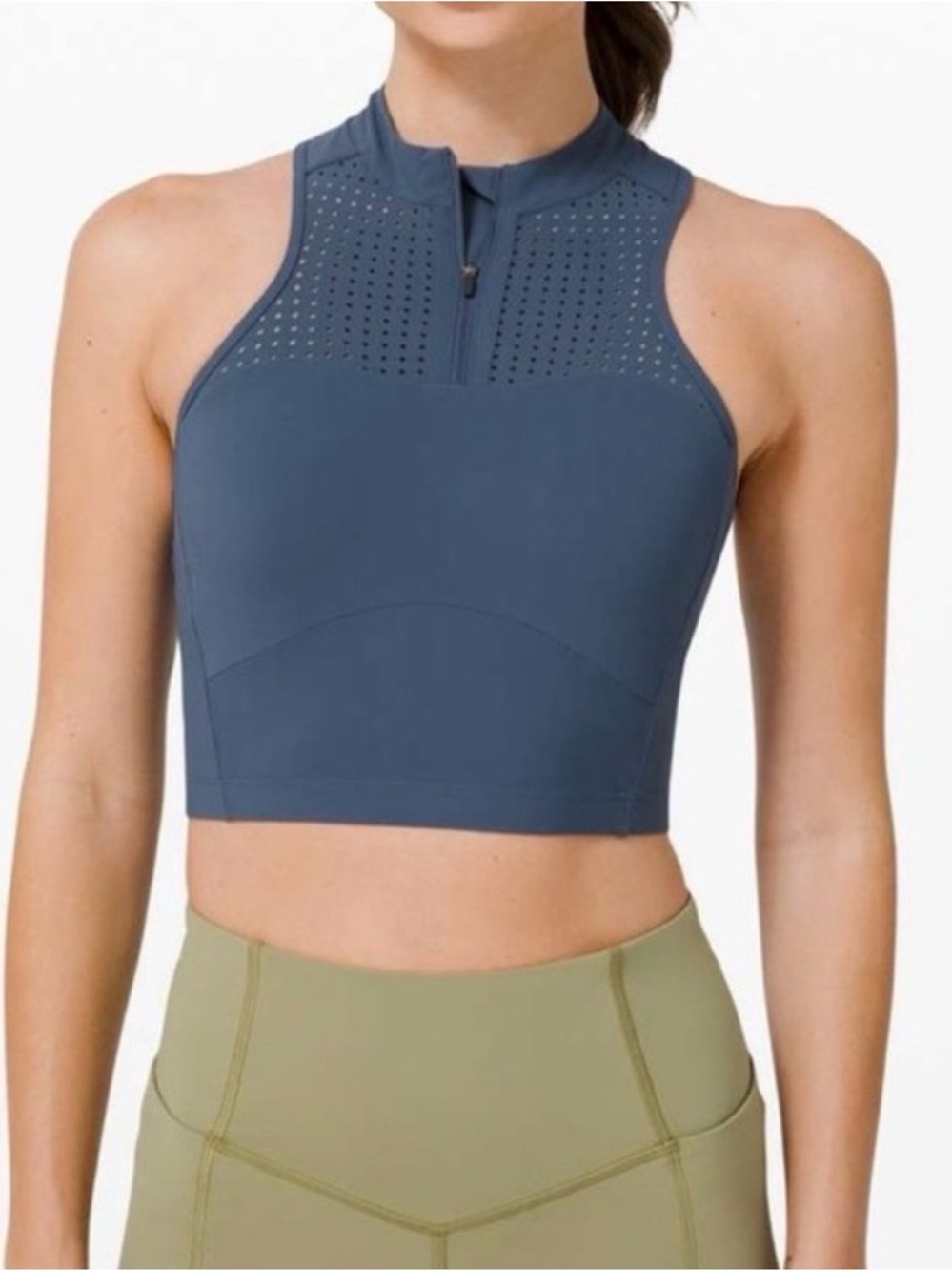 Lululemon High-Neck sports bra Crop Top in Slate Blue